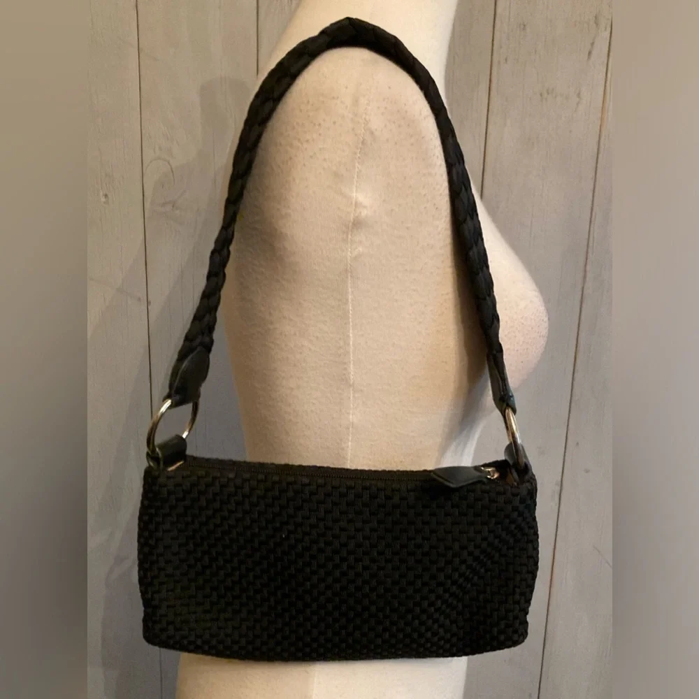 Womens The Sak Black Woven Dinner Braided Shoulder‎ Strap Handbag. Classic